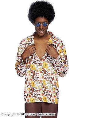 Male Flower Power hippie, shirt costume, flowers